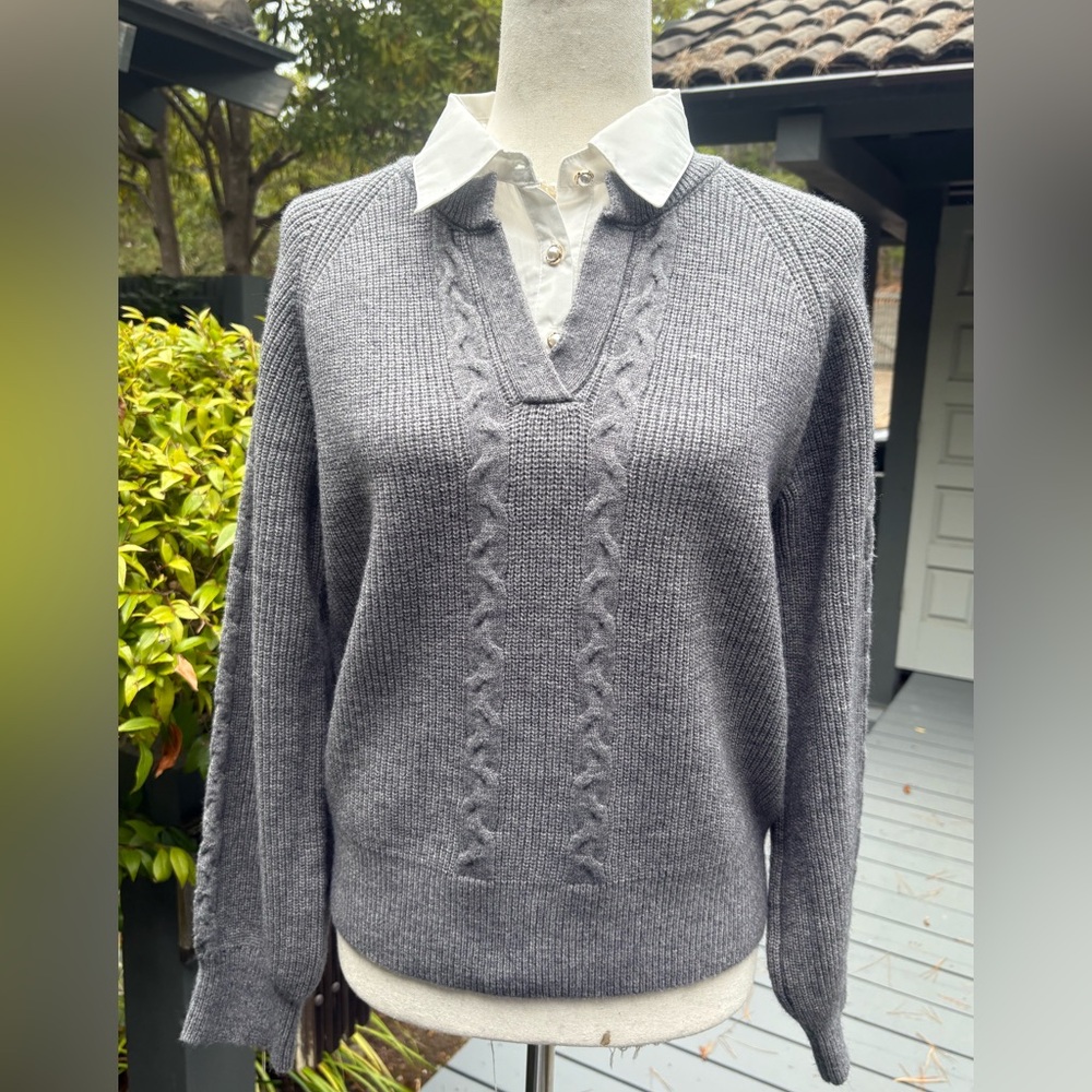 Nanette Lepore Light Gray Sweater with Collar